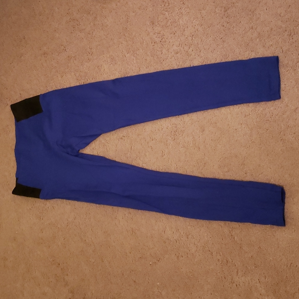 Blue and black leggings